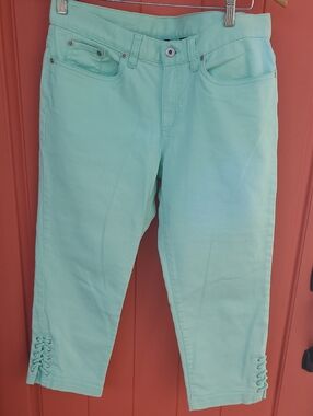 SKYE'S The Limit Mint Green Cropped Lace-Up Hem Jeans